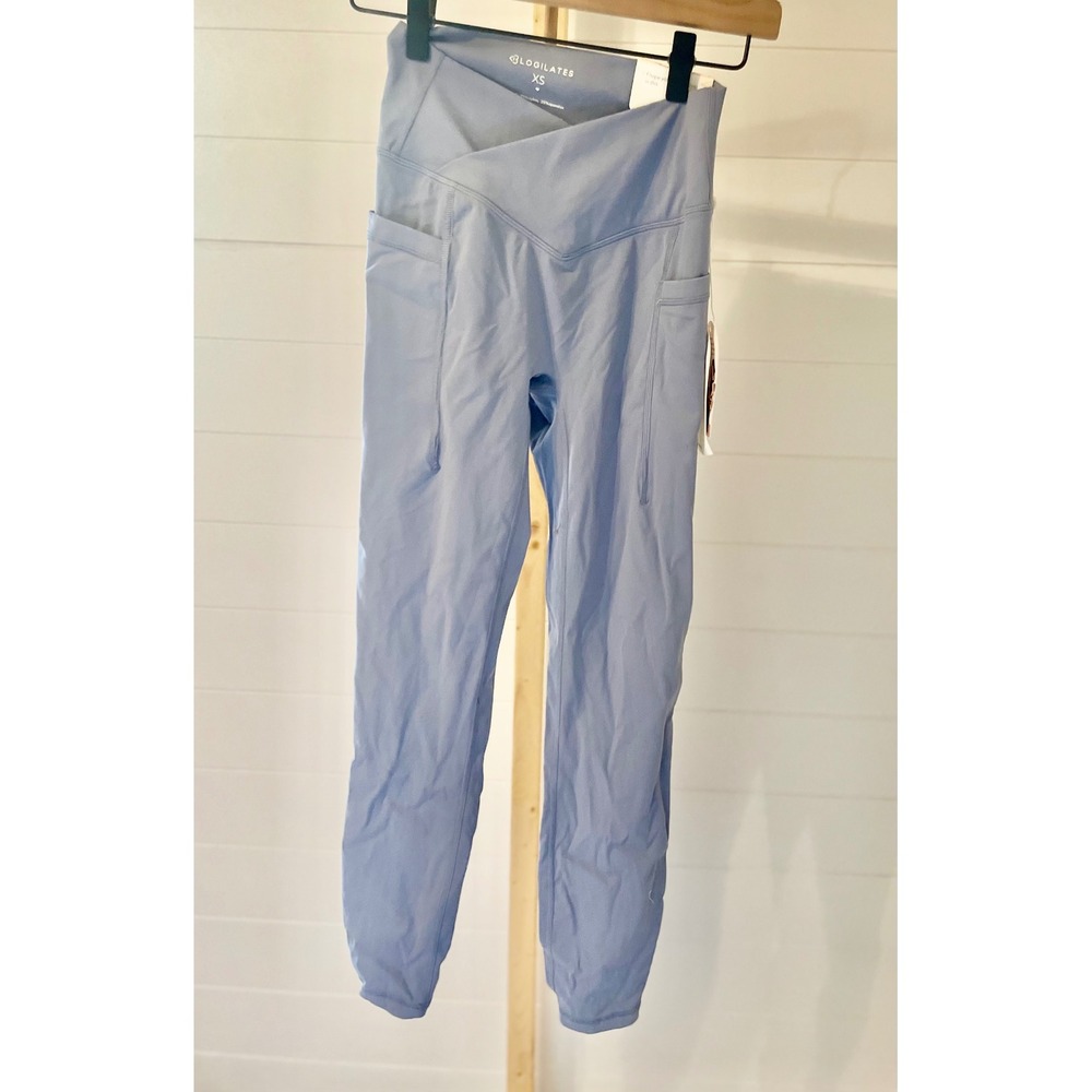 BLOGILATES Women's High Waist V Waistband Leggings With Pockets Blue XS